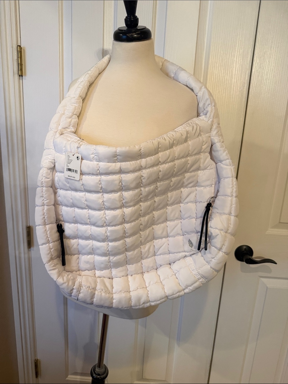 Quilted Oversized White Tote Bag - Lightweight Puffer Shoulder Bag